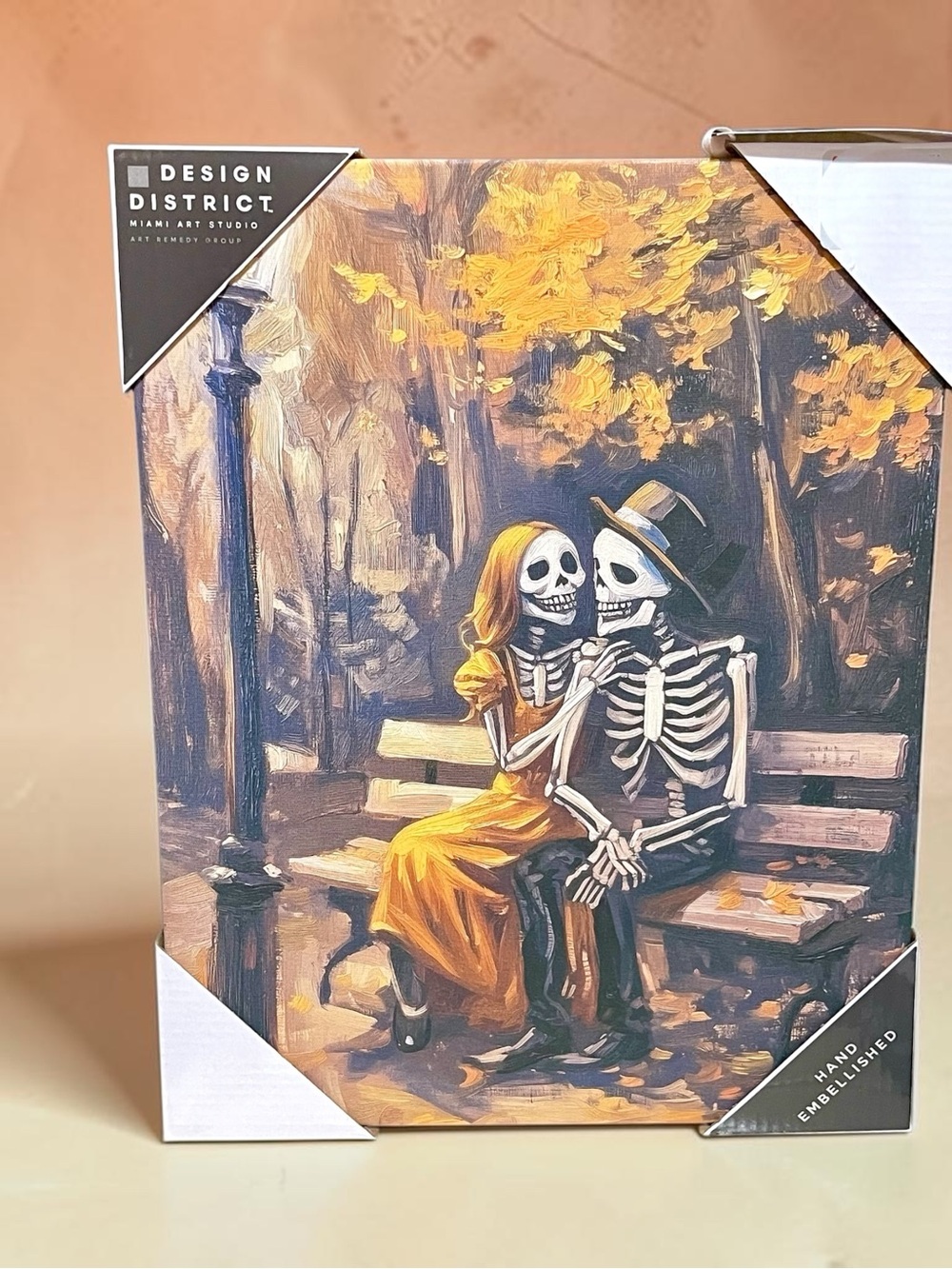 New Design District 'Autumn Skeleton Couple'in park Canvas wall Art